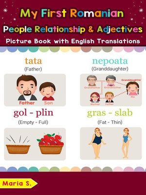 cover image of My First Romanian People, Relationships & Adjectives Picture Book with English Translations
